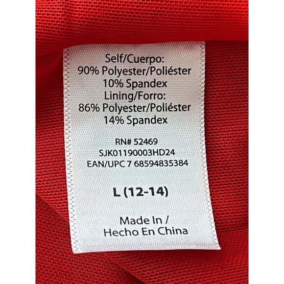 Sofia Vergara Red Ruched Midi Dress Large Sleeveless Stretch Bodycon Party - Picture 10 of 10